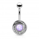 Bauchnabelpiercing silberfarben mit holografischem Stein lila-Bild 1