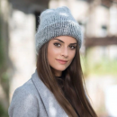 Damen Wollmütze "Beanie" grau/schwarz-Bild2