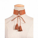 Choker Kette in braun mit Tassel zum Binden-Bild 2