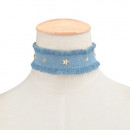 Denim Choker Kette mit goldenen Kreisen-Bild 3