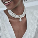 Choker Perlenkette für Damen weiss mit Perlenanhänger-Bild2