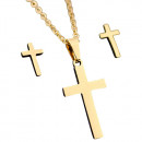 Damen Schmuckset "Cross" Edelstahl & goldfarben
