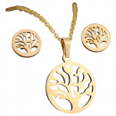Damen Schmuckset "Tree of Life" Edelstahl & goldfarben