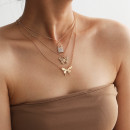 Dreiteilige Damen Halskette "Butterfly" goldfarben mit Schmetterlingsanhängern-bild2