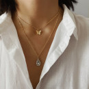 Damen Halskette "Butterfly" zweireihig goldfarben-Bild2