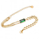 Edelstahl Armband "Emerald" goldfarben mit grünem Zirkoniastein2