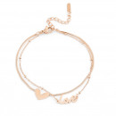 Damen Edelstahl Armband zweireihig rosegoldfarben mit Love- und Herzanhänger