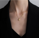 Edelstahl Halskette "Smile" goldfarben mit Smiley Anhänger2