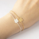 Edelstahl Armband silberfarben mit Kleeblattanhänger