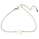 Edelstahl Armband silberfarben mit Kleeblattanhänger