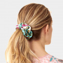 Ponytail Satin Haarband in grau mit Blumemuster-Bild2