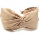 Haarreif mit Samtüberzug und Knotendetail beige-Bild 2