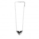 Damen Kette in silber mit Dreieck Anhänger in silber & schwarz-Bild 2