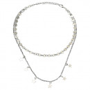 Choker Kette mit silberfarbenen Pailletten und Sternanhänger zweireihig 