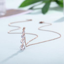 Damen Edelstahl Halskette "Four Stones" rosegoldfarben mit Strasssteinen-Bild 3