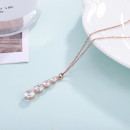 Damen Edelstahl Halskette "Four Stones" rosegoldfarben mit Strasssteinen-Bild 2