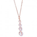 Damen Edelstahl Halskette "Four Stones" rosegoldfarben mit Strasssteinen-Bild 1