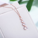 Damen Edelstahl Halskette "Four Stones" rosegoldfarben mit Strasssteinen-Bild 4