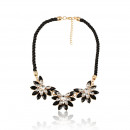 Halskette für Damen in schwarz und gold mit Blumen-Bild 1