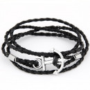 Lederarmband in schwarz mit Anker-Modeschmuck