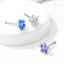 Nasenpiercing "Flower" aus Edelstahl mit blauen Glitzeropalen-Bild 3