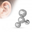 Ohrpiercing Tragus in silber mit drei Strass Steinen -Bild 2