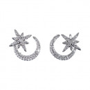 Ohrstecker "Halfmoon Star" silberfarben mit Kristallen1