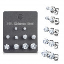 Edelstahl Ohrstecker Set 5-teilig, silberfarben mit Strass-Bild 2