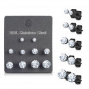Edelstahl Ohrstecker Set 5-teilig, schwarz mit Strass-Bild2